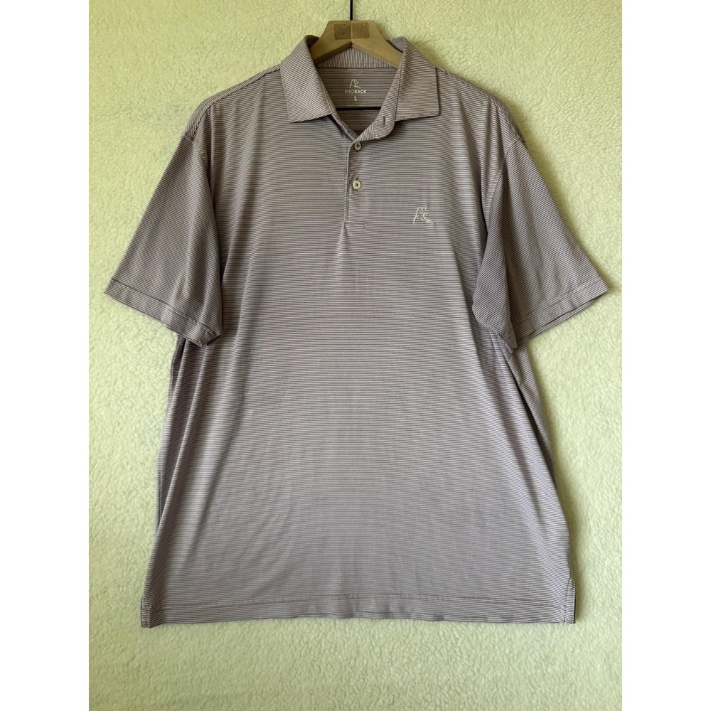 Rhoback Polo Shirt Mens Large Purple Stripe Golf Performance Stretch Jersey Knit